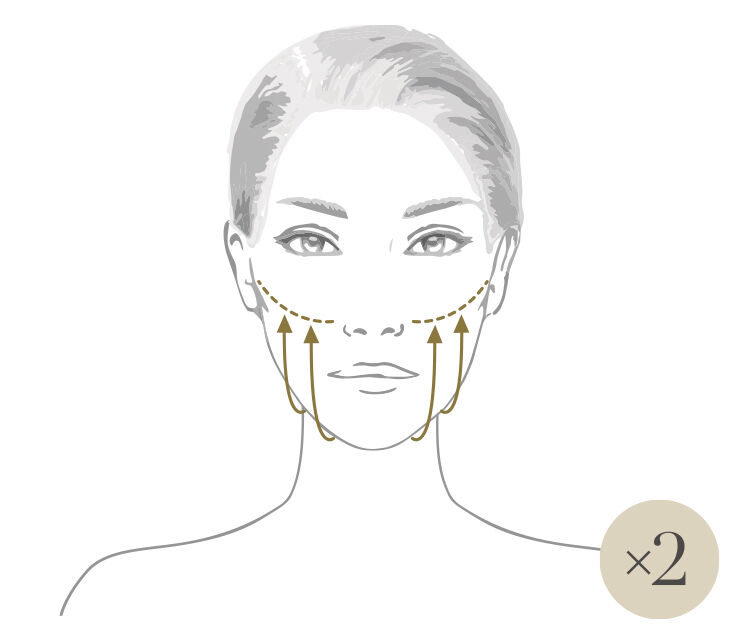 両頬を上方向に押し上げていきます。